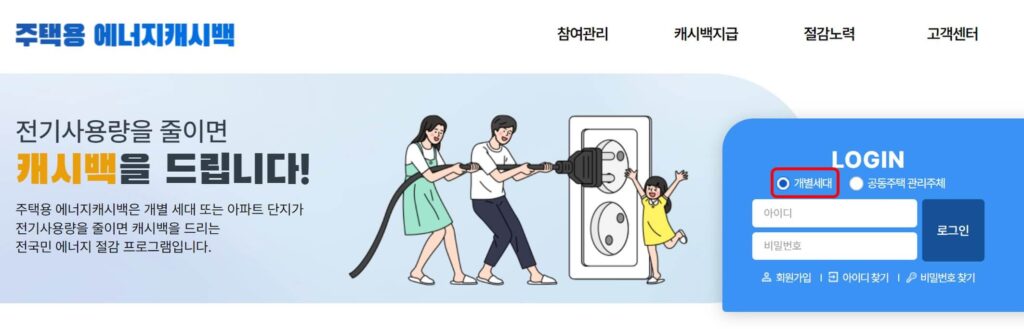 한전 에너지 캐시백 신청 방법을 보여주는 사진